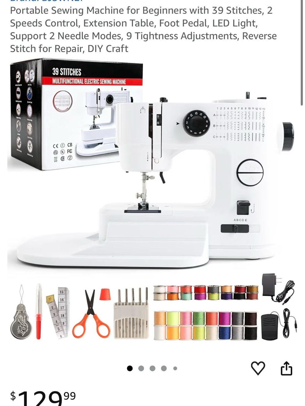 Multifunction Electric Sewing Machine in White